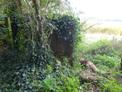 end of wall, between towpath & river